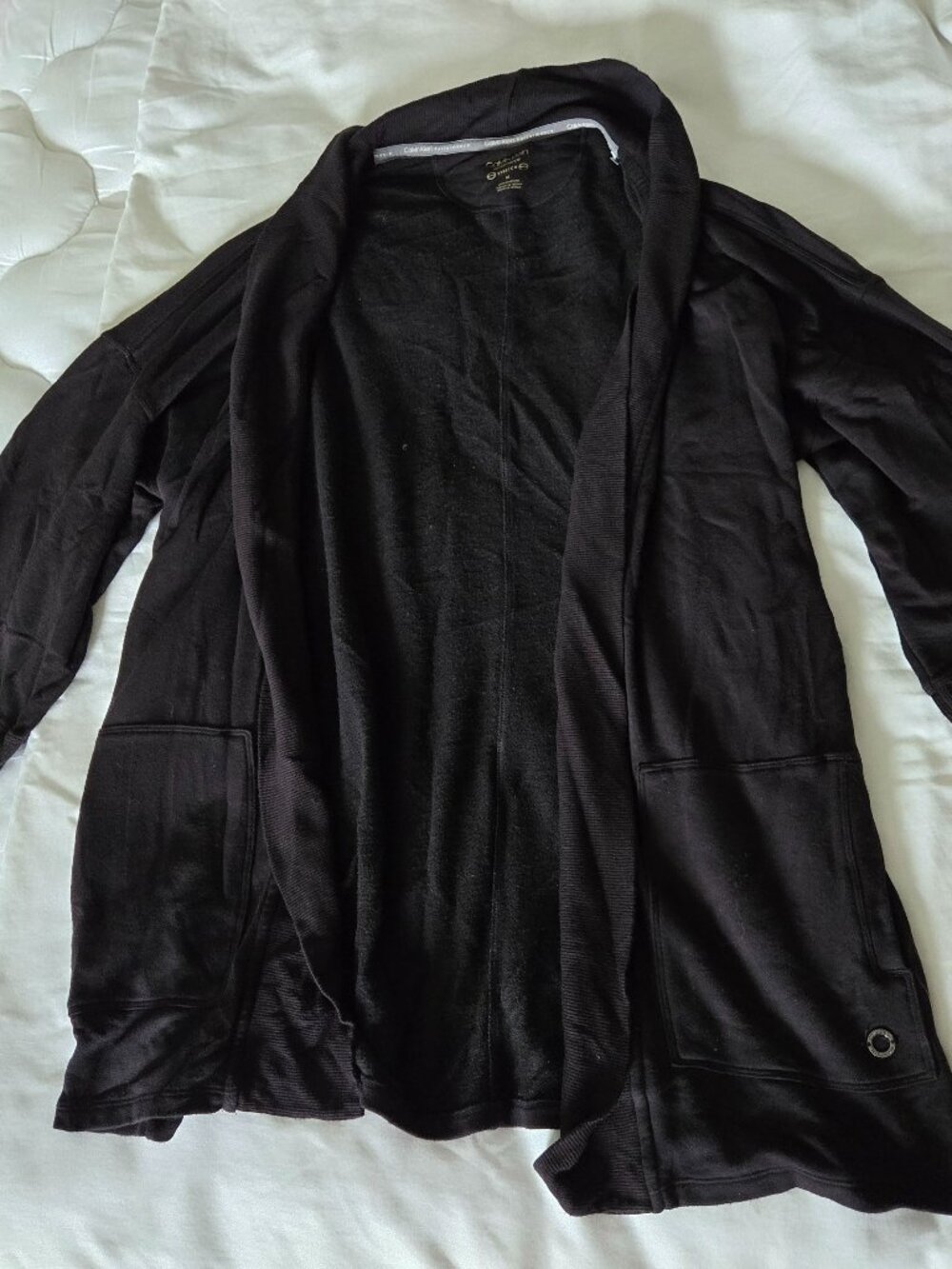 Calvin Klein Black Open-Front Sweatshirt Cardigan - M